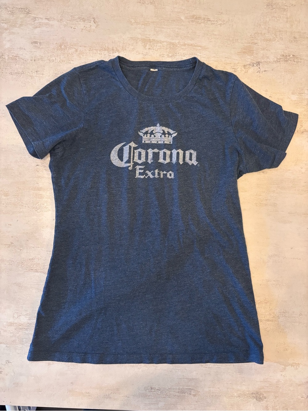 Ladies Vintage Corona Logo Blue Graphic Tee